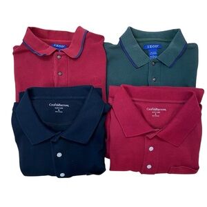 Croft & Barrow & Izod bundle of 4 Men' L Long sleeve Polo Shirts outdoors flaws